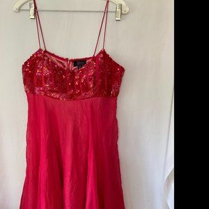 AQUA ~ Red Chiffon Flare Party Dress size 12